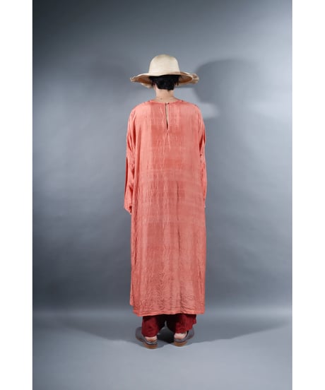 3. Slit dress / Long sleeve / Silk khadi / Sunset pink