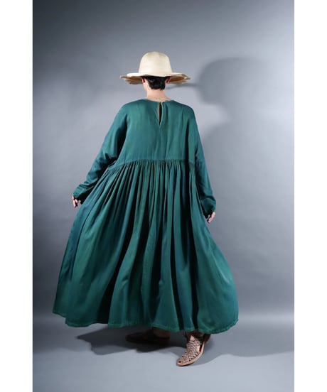 3.Kurteno-dress  / Long sleeve / Organic cotton satin / Sea green