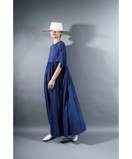 1.Kurteno-dress / sp / Half sleeve / Organic cotton satin / Evening blue