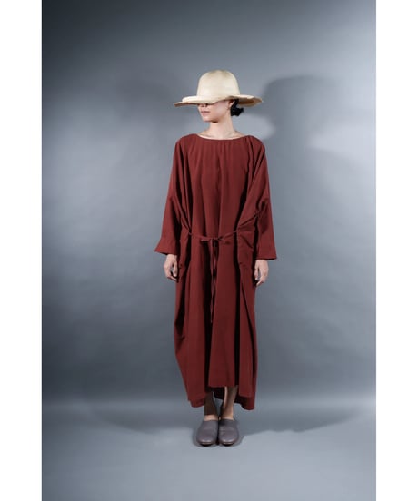 3.Drop / Dress / Silk Cotton Khadi / Brick brown