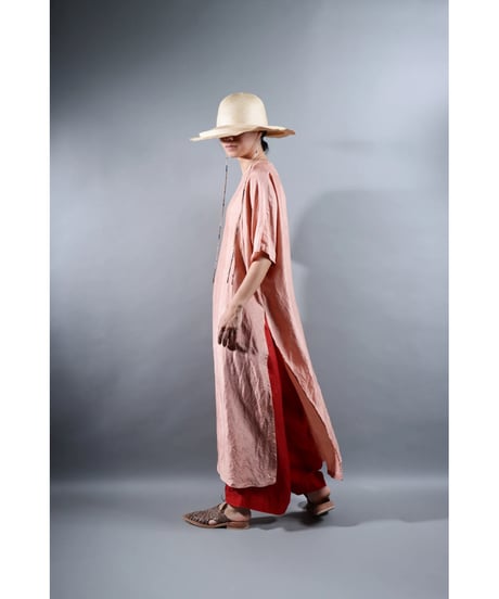2.Slit dress / Half sleeve / Silk khadi / Pink beige
