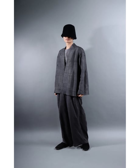 １.Haori tussar / Silk khadi / size 1 / Charcoal gray