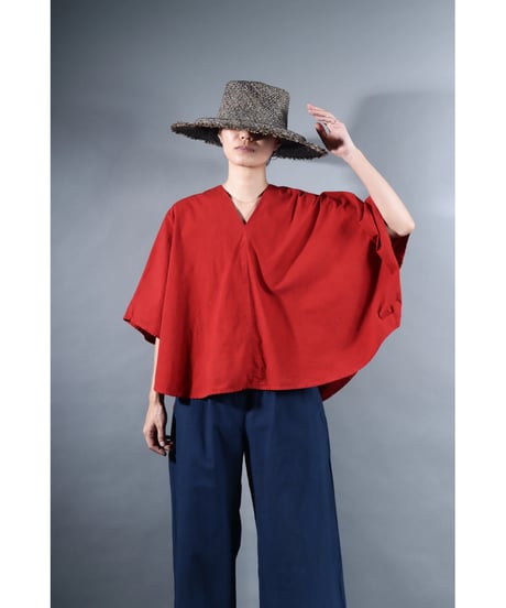 2.Ronda v-neck tops / sp / Organic cotton / Madder red