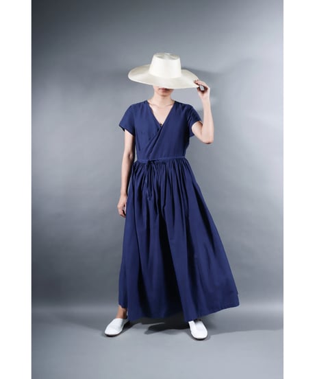 1.Lilith cap sleeve dress / sp / Cotton silk khadhi / Evening blue