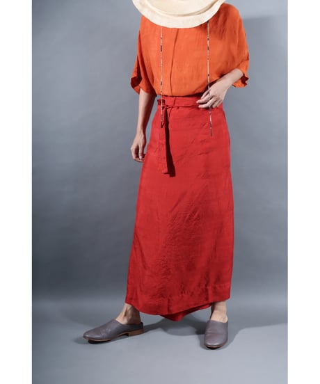1.Tibetan skirt / Silk khadhi / Madder red