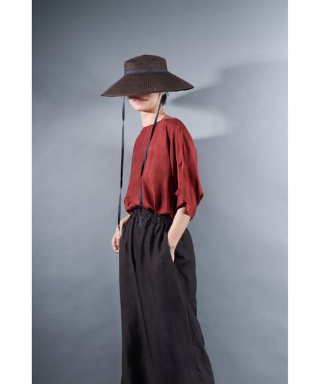 2.Karesante / slashed neck / Silk khadi / Dark madder red