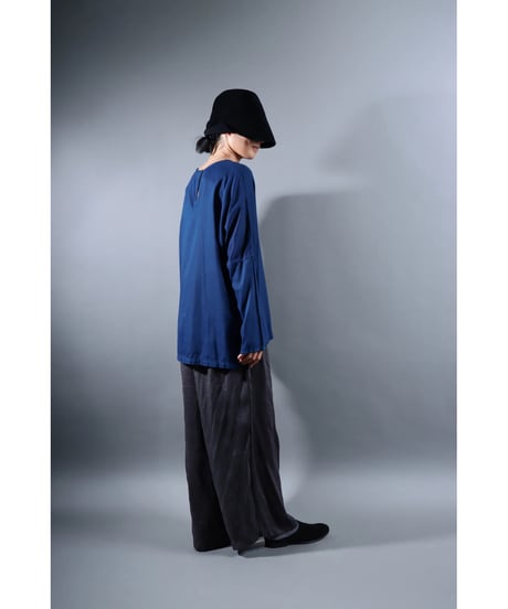 １.Fendo-Long sleeve tops / Organic cotton satin / Ryukyu indigo