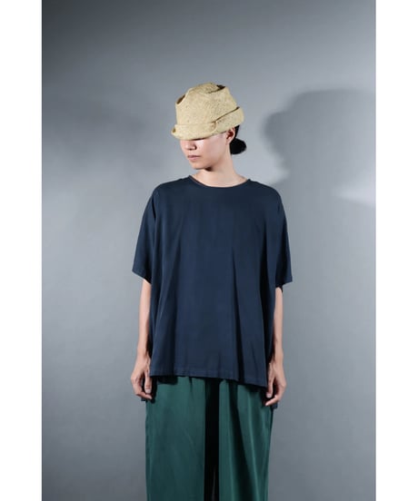 4.Fendo-Half sleeve tops / Organic cotton satin / Iron blue
