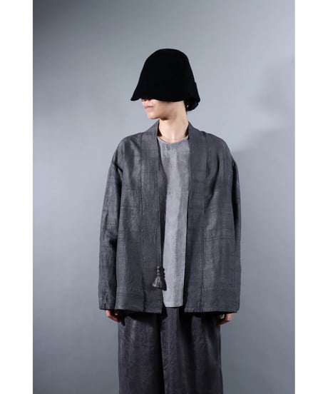 １.Haori tussar / Silk khadi / size 1 / Charcoal gray