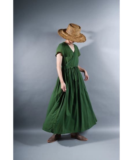 1.Lilith cap sleeve dress / sp / Organic cotton lawn /  Forest green