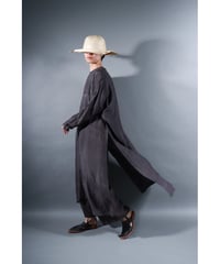 4. Slit dress / Long sleeve / Silk khadi / Dark charcoal