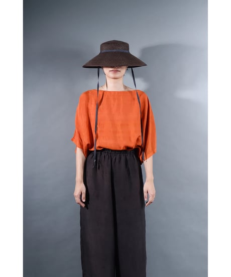 4.Karesante / slashed neck / Silk khadi / Tangerine Orange