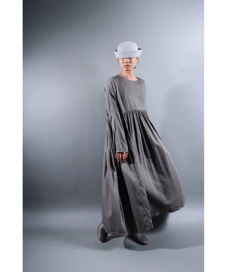 1.Kurteno-dress / Long sleeve / Organic cotton satin / Soft gray