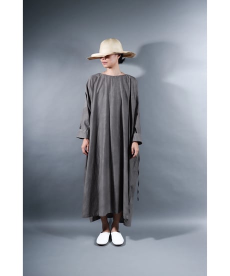 4.Drop / Dress / Silk cotton Khadi / Light gray