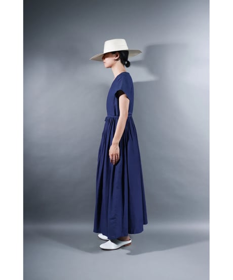1.Lilith cap sleeve dress / sp / Cotton silk khadhi / Evening blue