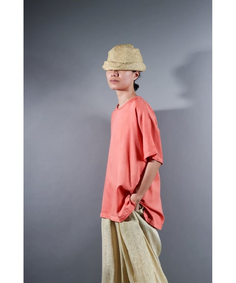 3.Fendo-Half sleeve tops / Organic cotton satin / Sunset pink