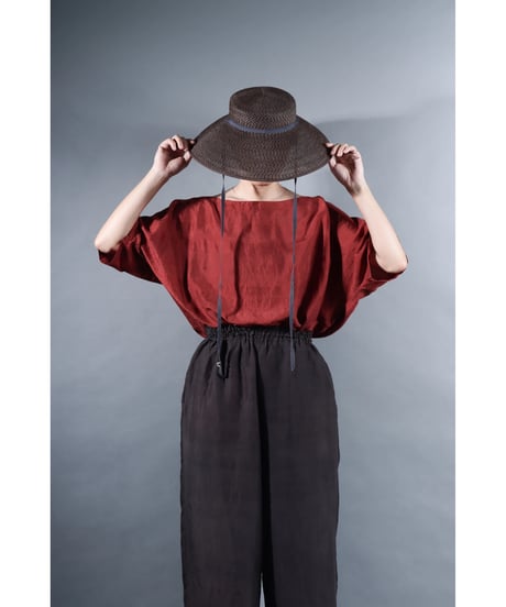 2.Karesante / slashed neck / Silk khadi / Dark madder red