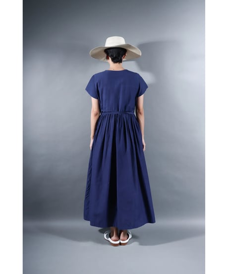 1.Lilith cap sleeve dress / sp / Cotton silk khadhi / Evening blue