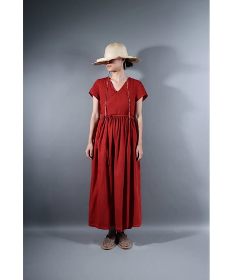 2.Lilith cap sleeve dress /sp/ Organic cotton satin  / Madder red