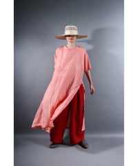 5.Slit dress / half sleeve / Silk khadi / Sunset pink