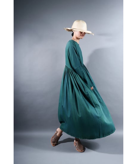 3.Kurteno-dress  / Long sleeve / Organic cotton satin / Sea green