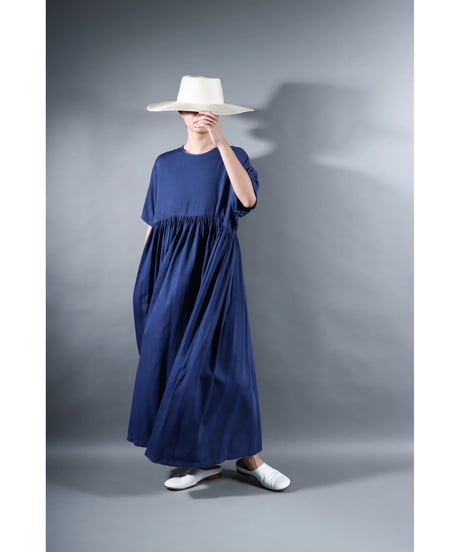 1.Kurteno-dress / sp / Half sleeve / Organic cotton satin / Evening blue