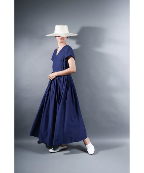 1.Lilith cap sleeve dress / sp / Cotton silk khadhi / Evening blue