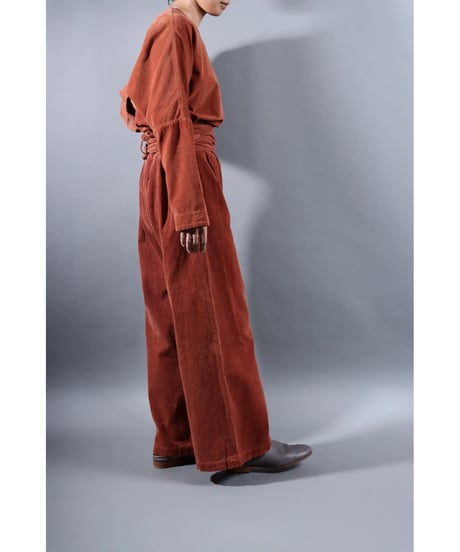 1.Hakama corduroy pants sp / organic cotton / size2 / Brick brown