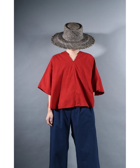 2.Ronda v-neck tops / sp / Organic cotton / Madder red