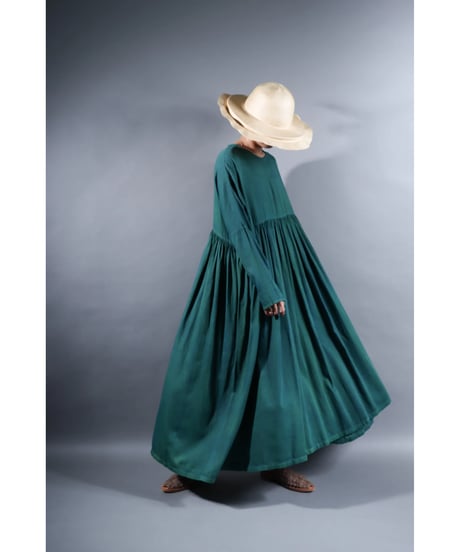 3.Kurteno-dress  / Long sleeve / Organic cotton satin / Sea green
