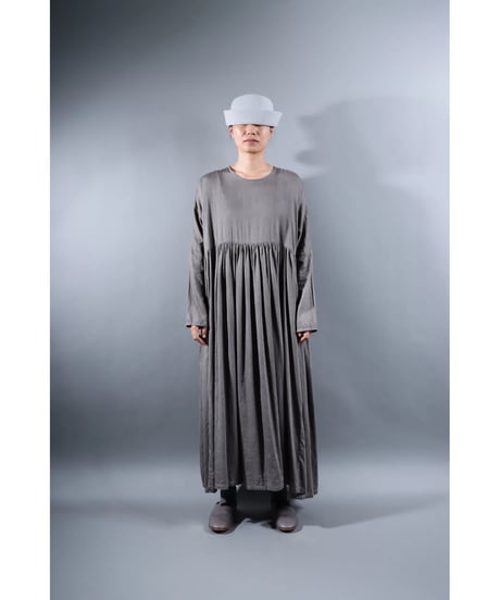1.Kurteno-dress / Long sleeve / Organic cotton satin / Soft gray