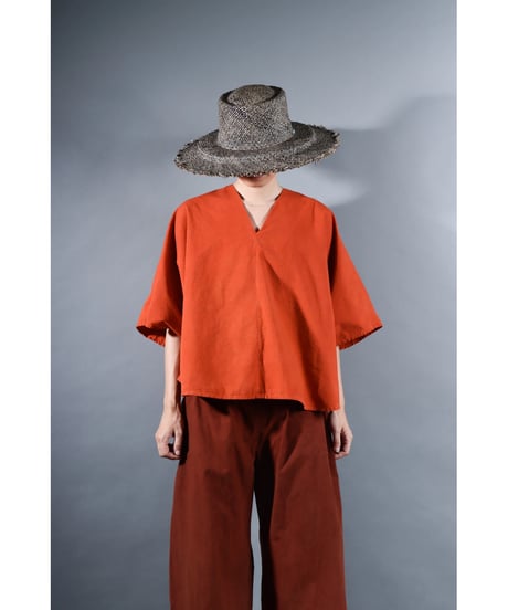 5.Ronda v-neck tops / Organic cotton / Burnt orange
