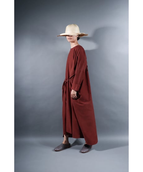 3.Drop / Dress / Silk Cotton Khadi / Brick brown