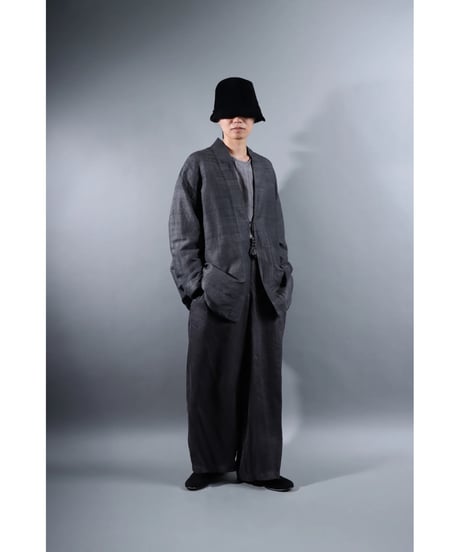 １.Haori tussar / Silk khadi / size 2 / Charcoal gray