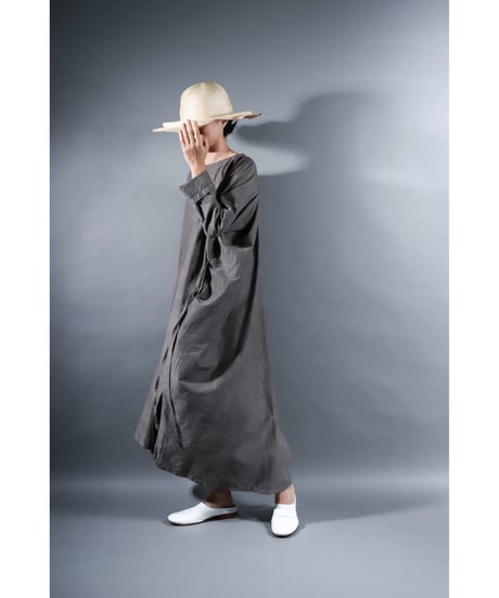 4.Drop / Dress / Silk cotton Khadi / Light gray