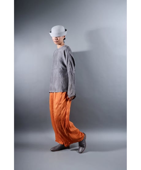 2.Fendo-Long sleeve tops/ Silk khadi / Metalic gray