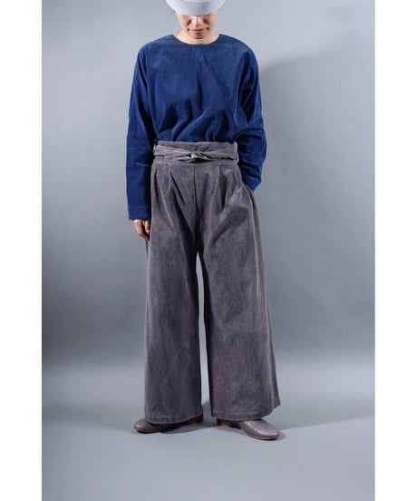 1.Hakama corduroy pants / organic cotton / size1 / Purplish gray