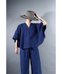 １.Ronda v-neck tops / sp / Organic cotton /  Ryukyu indigo