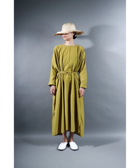1.Drop / Dress / Silk cotton Khadi / Mustard yellow