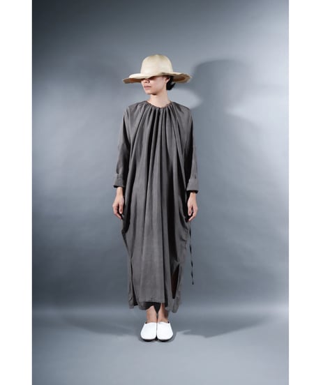 4.Drop / Dress / Silk cotton Khadi / Light gray