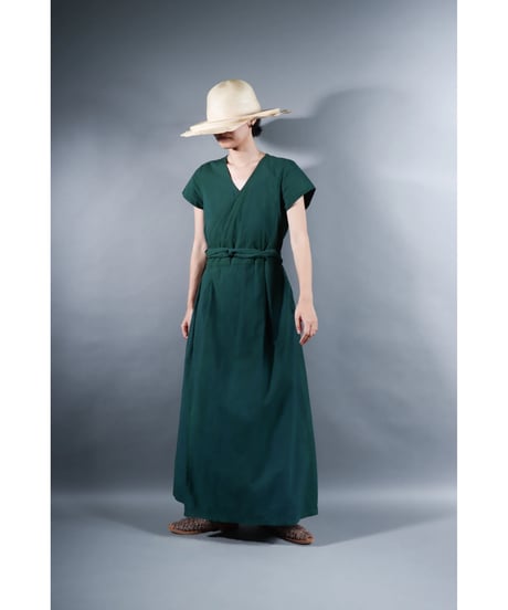 3.Rulo-capsleeve dress / Organic cotton / Ever green