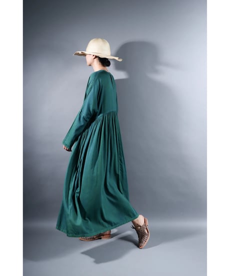 3.Kurteno-dress  / Long sleeve / Organic cotton satin / Sea green