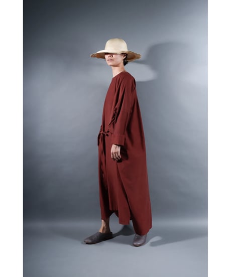 3.Drop / Dress / Silk Cotton Khadi / Brick brown