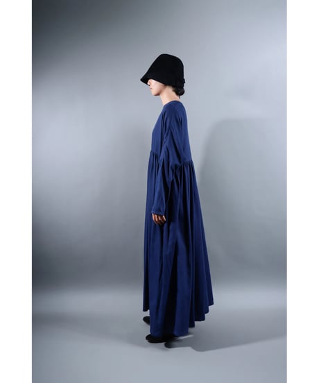 5.Kurteno-dress sp/ Long sleeve / Organic cotton satin / Midnight blue