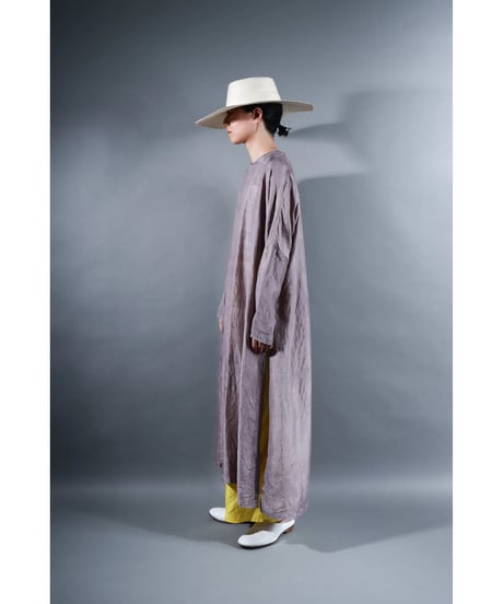 2. Slit dress / Long sleeve / Silk khadi / Pale purple gray