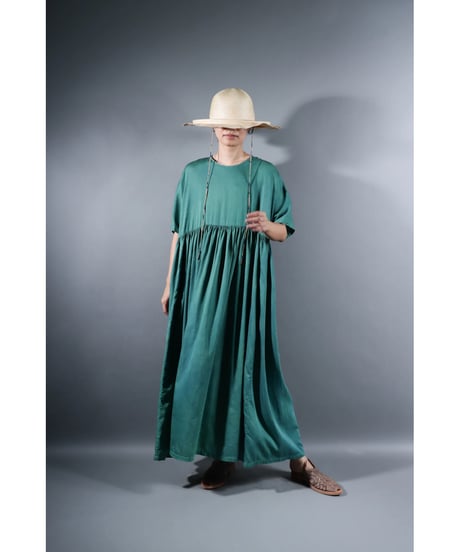 2.Kurteno-dress / Half sleeve / Organic cotton satin / Atoll green