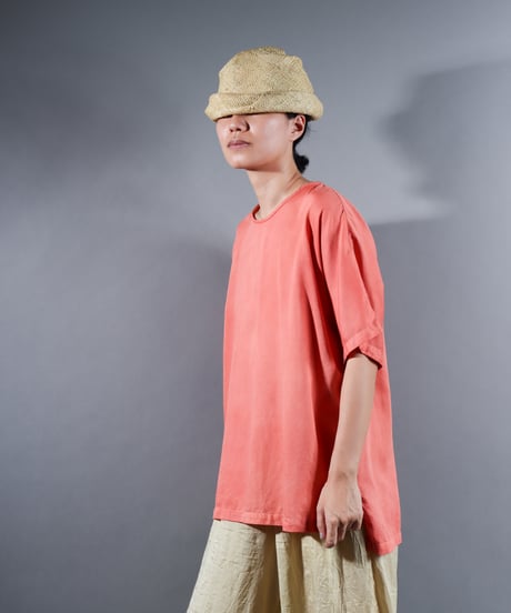 3.Fendo-Half sleeve tops / Organic cotton satin / Sunset pink