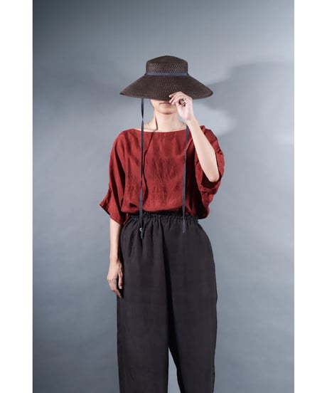 2.Karesante / slashed neck / Silk khadi / Dark madder red