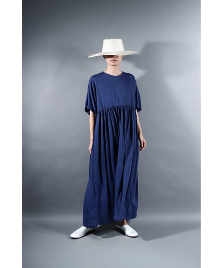 1.Kurteno-dress / sp / Half sleeve / Organic cotton satin / Evening blue