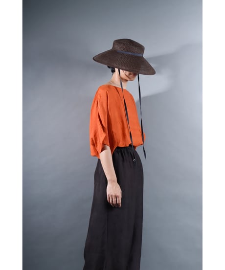 4.Karesante / slashed neck / Silk khadi / Tangerine Orange
